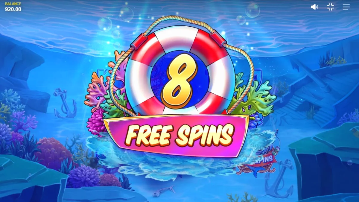 Tampilan visual permainan slot Shark Boss dengan hiu di atas perahu