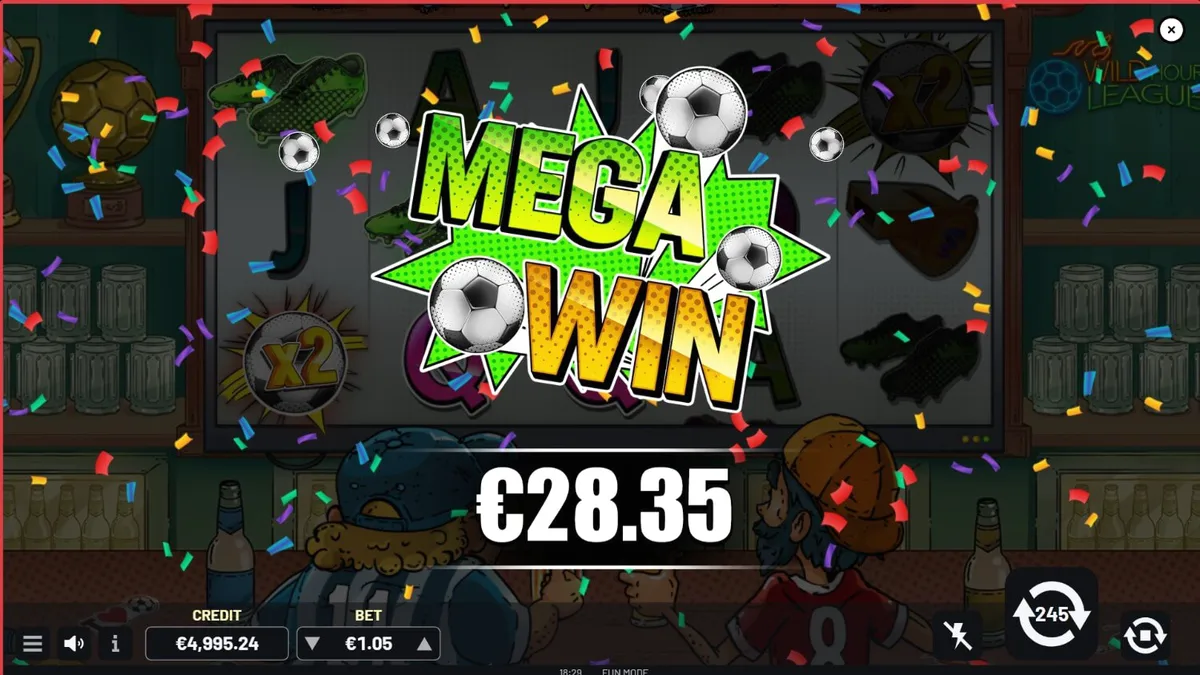 Tampilan antarmuka mobile slot Wild Hour League dengan tema bar olahraga